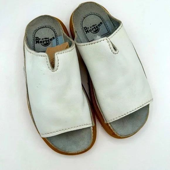 Dr Martens Vintage Y2k Sandals White Leather Chunky Sole Slides Flower England - Picture 5 of 16